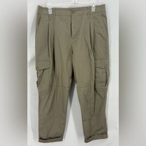 Lauren Ralph Lauren Women’s 8 Tan Pleated Cargo Cropped Pants Bottoms Khaki